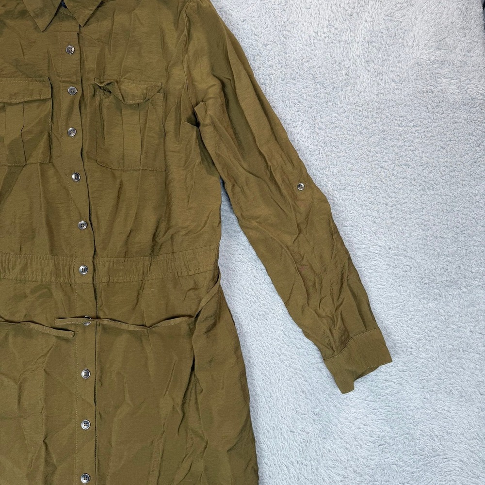 Maeve Anthropologie Olive Green Utility Button Down Shirt Dress Womens Size 2 - Picture 5 of 12